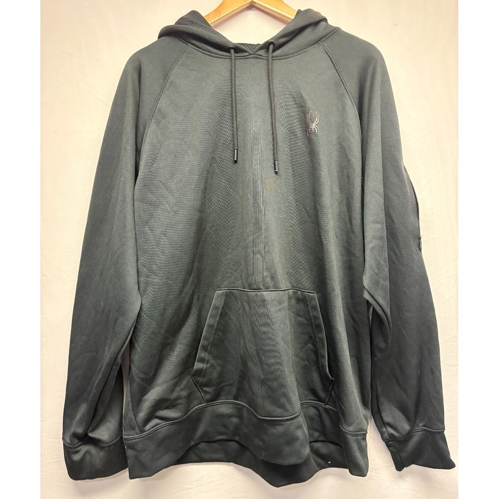 Spyder Active ProWeb Pullover Hoodie Mens Charcoal Gray Kangaroo Pocket Logo XL